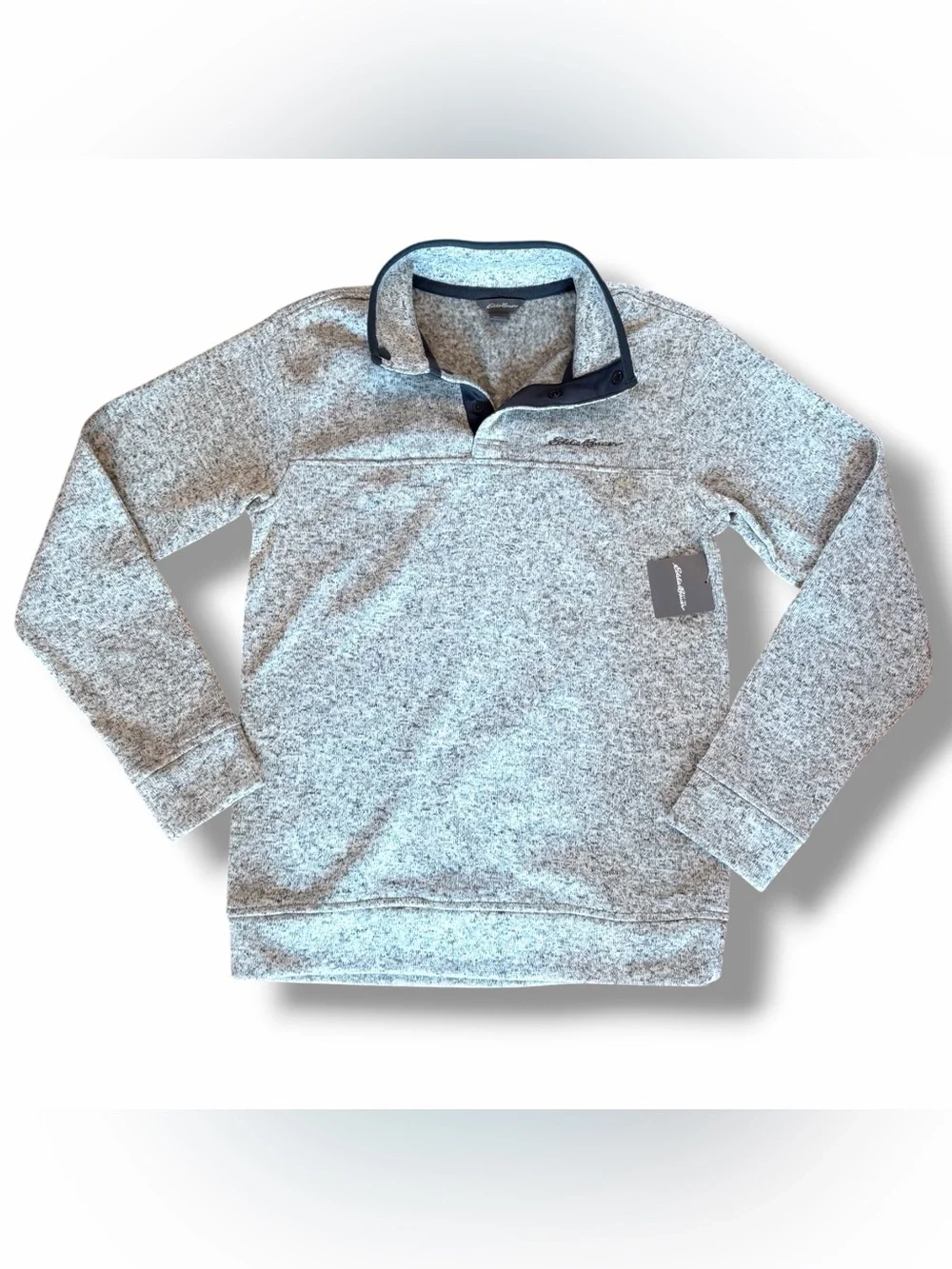 NWT Eddie Bauer Men's Radiator Fleece Snap-Front Sweater Pullover Gray Heather S